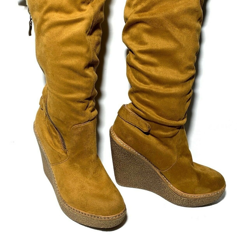 Bakers brown suede faux fur knee length boots